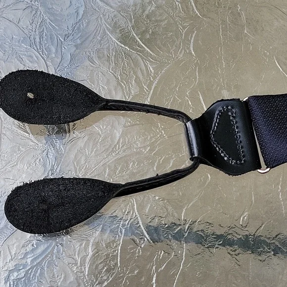 Tuxedo Black Satin Silk Genue Leather Adjustable Suspenders Made In England New - Picture 8 of 17